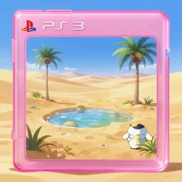 desert oasis in a translucent pink casing electronic environment, ps 3 screenshot, still from a kiyoshi kurosawa movie, sanrio core