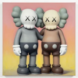 chrome can by maynard dixon, kaws, airbrush on canvas, pastell colours, cell shaded, 8 k