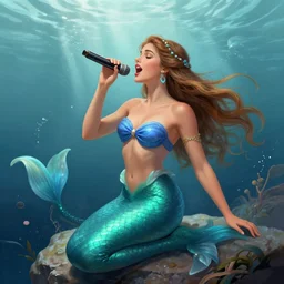 a beautiful siren singing to a sailor, digital art, high quality, detailed