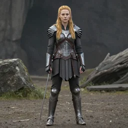full body photo of karen gillan as a valkyrie warrior