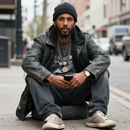 a photo of a homeless mega - influencer