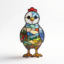 stained glass chick, clean 3d render, full body, isolated on a pure white background, centered, entire subject in frame, sharp focus, soft studio lighting