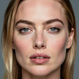the face of margot robbie made of gross furuncles, realism, sharp