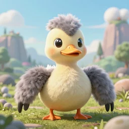 insanely cute beautiful duck-spider-pokemon with a beak and fluffy, alien landscape in background, photorealistic, photography, intricately detailed, octane render