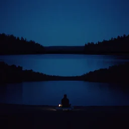 vhs footage of a lake at midnight