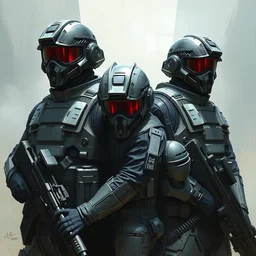 futuristic swat team, high tech clothing, no helmets | | realistic shaded, fine details, realistic shaded lighting painting by greg rutkowski, diego gisbert llorens, magali villeneuve, artgerm, jeremy lipkin, michael garmash, rob rey