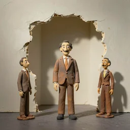 plasticine sculpture. john craxton. stop motion. salvador dali clay models. painting. room hole in wall. minimal.