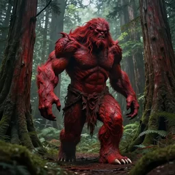 Vengeful redwood tree-monster, humanoid!!, burly, walking, deforestation, high fantasy, matte painting, by midjourney!