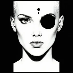 artgerm, joshua middleton comic cover art, pretty domino marvel comics sarah michelle gellar entire full body, white skin, black spot covering left eye, symmetrical eyes, symmetrical face