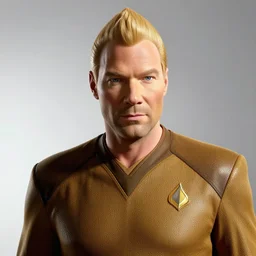 still photo of captain picard, highly detailed, photorealistic portrait, bright studio setting, dramatic lighting, crisp quality and light reflections, unreal engine 5 quality render