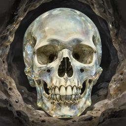 a film still of a cristal skull inside a cave, sun lighting, finely detailed features, perfect art, at an ancient city, gapmoe yandere grimdark, trending on pixiv fanbox, painted by greg rutkowski makoto shinkai takashi takeuchi studio ghibli, akihiko yoshida