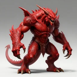 a big monster with with a pointy tail in a sharp claws the monster is red Greek mythology Style