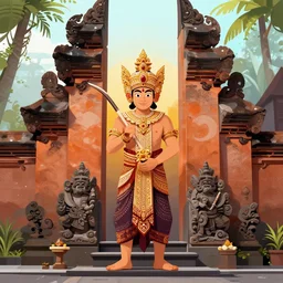 barong bali, illustration, digital art, trending artstation