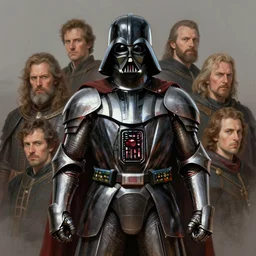 portrait shot of iron darth vader in in medieval knights!!! armor, intricate armor, elegant armor, highly detailed, centered, digital painting, artstation, concept art, smooth, sharp focus, illustration, artgerm, tomasz alen kopera, peter mohrbacher, donato giancola, joseph christian leyendecker, wlop, boris vallejo