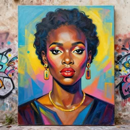 portrait of an african woman painted by giuseppe arcimboldo, karol bak, artur bordalo, sandra chevrier : : portrait, vibrant, character, illustration, street art, graffiti