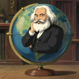 Karl Marx pondering his orb, studio ghibli