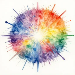 water color on paper, rainbow explosions, highly detailed, artstation, masterpiece, award - winning,