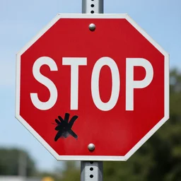a close up of a vandalized stop sign