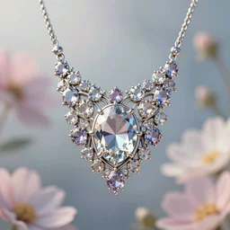 intricate! organic, nordic wedding ring, necklace, gemstones, dreamy floral background, 3 d, refraction, occlusion, lower and upper levels, keyshot render, octane render, vray render