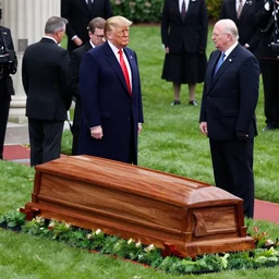 donald trump at a funeral for himself