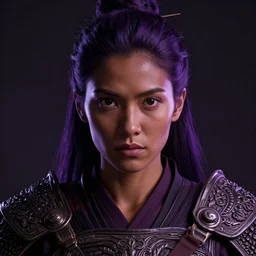 portrait of warrior, intricate, ultra violet highlights, brown skin, sharp focus, octane render, detailed, beautiful, unreal engine, symmetrical!!, loreal, maybelline, sephora, loreal, artstation, art by karol bak, art by artgerm, rossdraws, cinematic, concept art, filmic, vsco