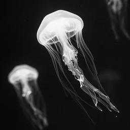 bioluminiscent jellyfishes, award winning black and white photography
