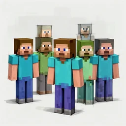 a group of minecrafters, abstract sketch hard sketch