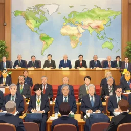 photo of the world leaders at the g 8 summit in the style of anime