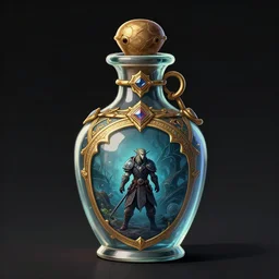 a potion bottle, rpg, digital art, dark background, runescape, skyrim, final-fantasy