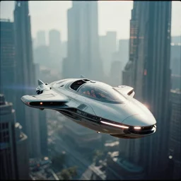 scifi flying cars in scifi cyberpunk city, 3 5 mm lens, analog photography, lens flare