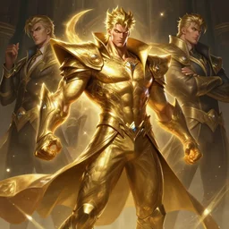 a highly detailed illustration of attractive zyzz god guy wearing gold, dramatic flashy power pose, muscular, art by artgerm and greg rutowski and ilya kuvshinov, intricate, elegant, highly detailed, centered, digital painting, artstation, concept art, smooth, sharp focus, league of legends concept art, wlop.