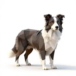 low-poly border collie, photorealistic wildlife photography, full body, isolated on a pure white background, centered, entire subject in frame, sharp focus, soft studio lighting