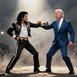 michael jackson throws a punch at joe biden, chaotic and realistic