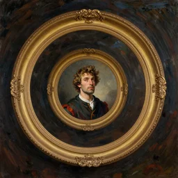mise en abyme!!!, man paints a painting of man who is in the frame painting a frame of man, droste effect!!!, mise en abyme!!!