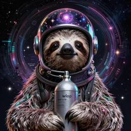 portrait of a sloth, celestial. intricate abstract. cyberpunk, vhs glitch. glorious cosmic helmet. intricate artwork. immaculate. holy. empty oxygen tank. by  wlop, Dan Witz, Boris Vallejo. octane render, CGSociety, Moebius very coherent symmetrical artwork. cinematic, hyper realism, high detail, octane render, 8k, iridescent accents, deep color