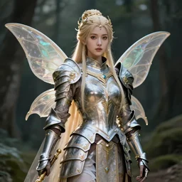 photo of a beautiful fairy warrior with ornate armour