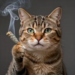 an anthropomorphic cat smoking a fat joint, stunning digital art, highly detailed masterpiece