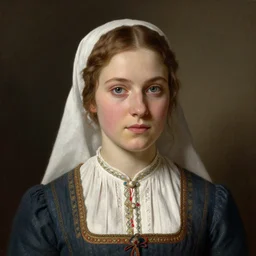 portrait en bust of irish peasant girl, traditional irish dress, perfect detailed eyes, intricate, highly detailed, artstation, illustration, jurgens, rutkowski, bouguereau