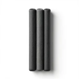 embroidered charcoal sticks, clean 3d render, octane render, isolated on a pure white background, centered, entire object in frame, sharp focus, soft studio lighting