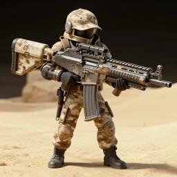 a style correct photon rifle from Phantasy Star Online, high detail, high contrast, desert camouflage