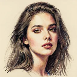 female portrait, ballpoint pen art