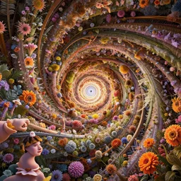 a beautiful amazing art of flora addict out of spirals by tom haugomat, serena malyon, maxim shirkov, alex pogrebniak and robin gundersen, trending on artstation, featured on behance, vision of chaos, octane render