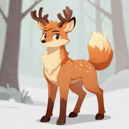 an anthropomorphic fox deer hybrid, fursona!!!!! by don bluth, by kawacy, trending on artstation, full body
