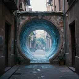 alley with a circular magic portal to another world. framed, centralized, ethereal, urban fantasy, smooth, sharp focus, high detailed digital art trending in artstation. artist greg rutkowski
