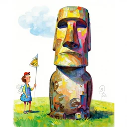 caricature cartoon moai statue popart slap face colorful vibrant beeple, by thomas kinkade simpson family art contest alexej von jawlensky, romero britto, mark ryden