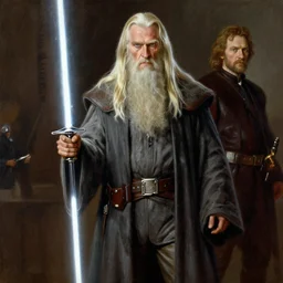 gandalf in star wars, character design, painting by gaston bussiere, craig mullins, j. c. leyendecker,