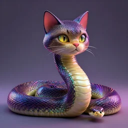 photorealistic cat snake hybrid. hyperdetailed photorealism, 1 0 8 megapixels, amazing depth, high resolution, 3 d shading, 3 d finalrender, 3 d cinematic lighting, glowing rich colors, psychedelic overtones, artstation concept art.