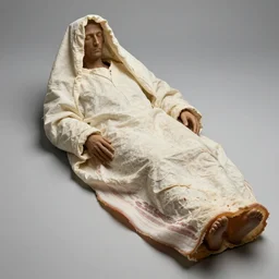 the shroud of turin made of bacon, photography, 8 k, highly detailed, ultra realistic, path traced