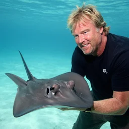 steve irwin looking at his beloved stingray