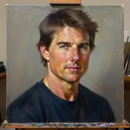 The most beautiful portrait of Tom Cruise in the world; trending on artstation; oil on canvas; extraordinary masterpiece!!!!!!; 8k
